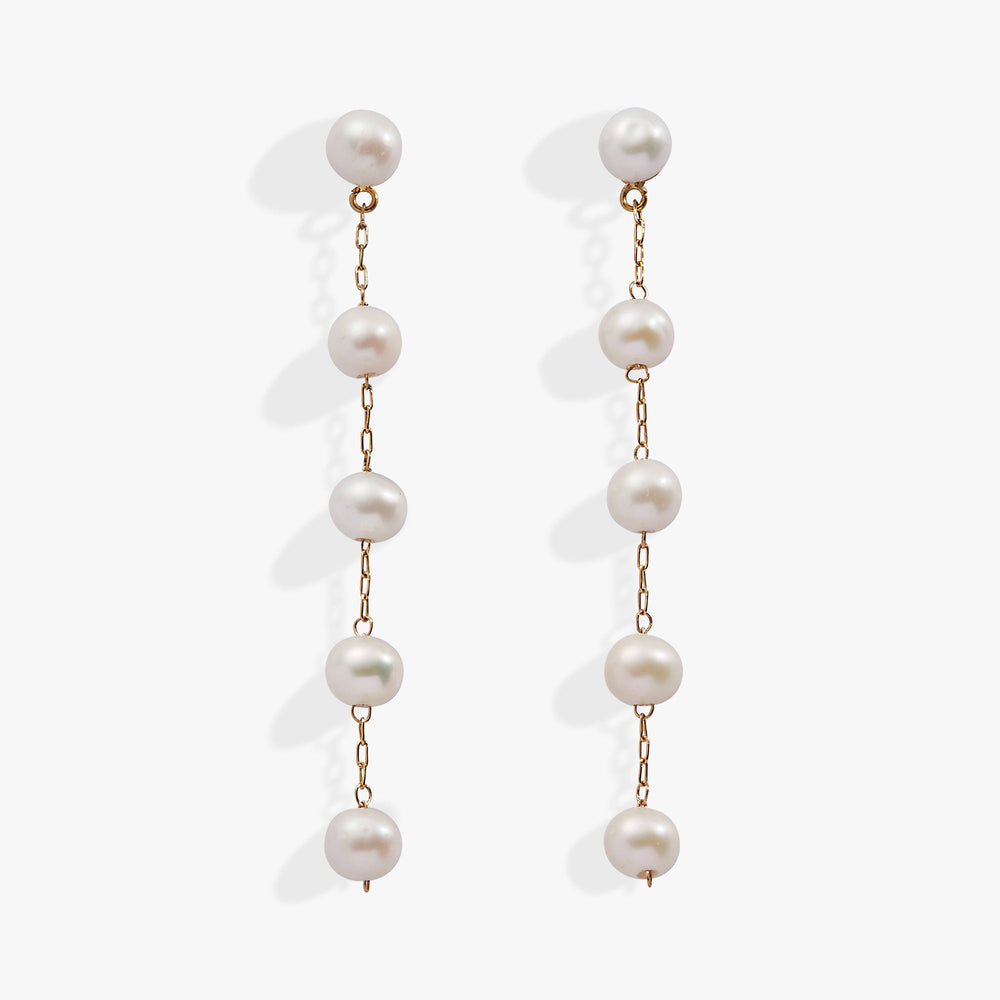 Freshwater Pearl Drop Earrings Stainless Steel Gold | Alex and Ani