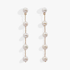 Freshwater Pearl Drop Earrings Stainless Steel Gold | Alex and Ani