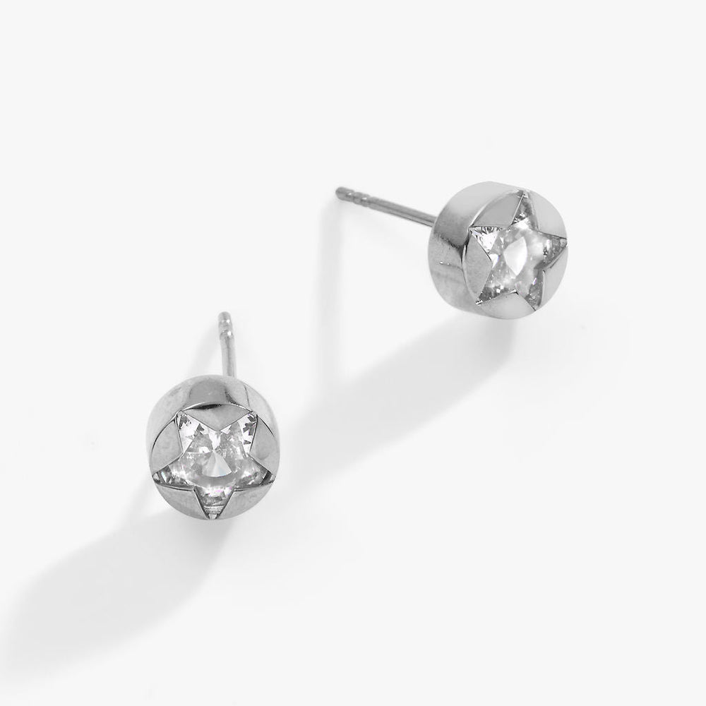 Crystal Star Mini Stud Earrings Stainless Steel Silver | Alex and Ani