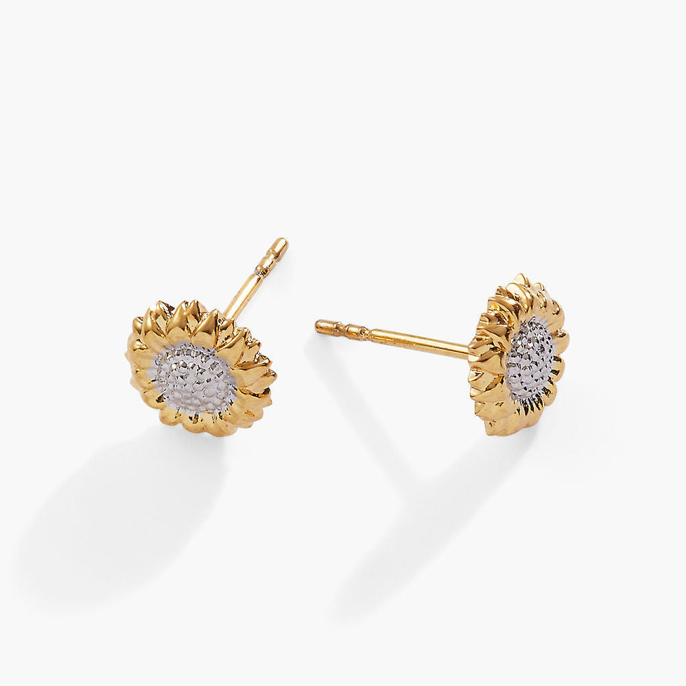 Sunflower Mini Stud Earrings Two Tone - Stainless Steel | Alex and Ani