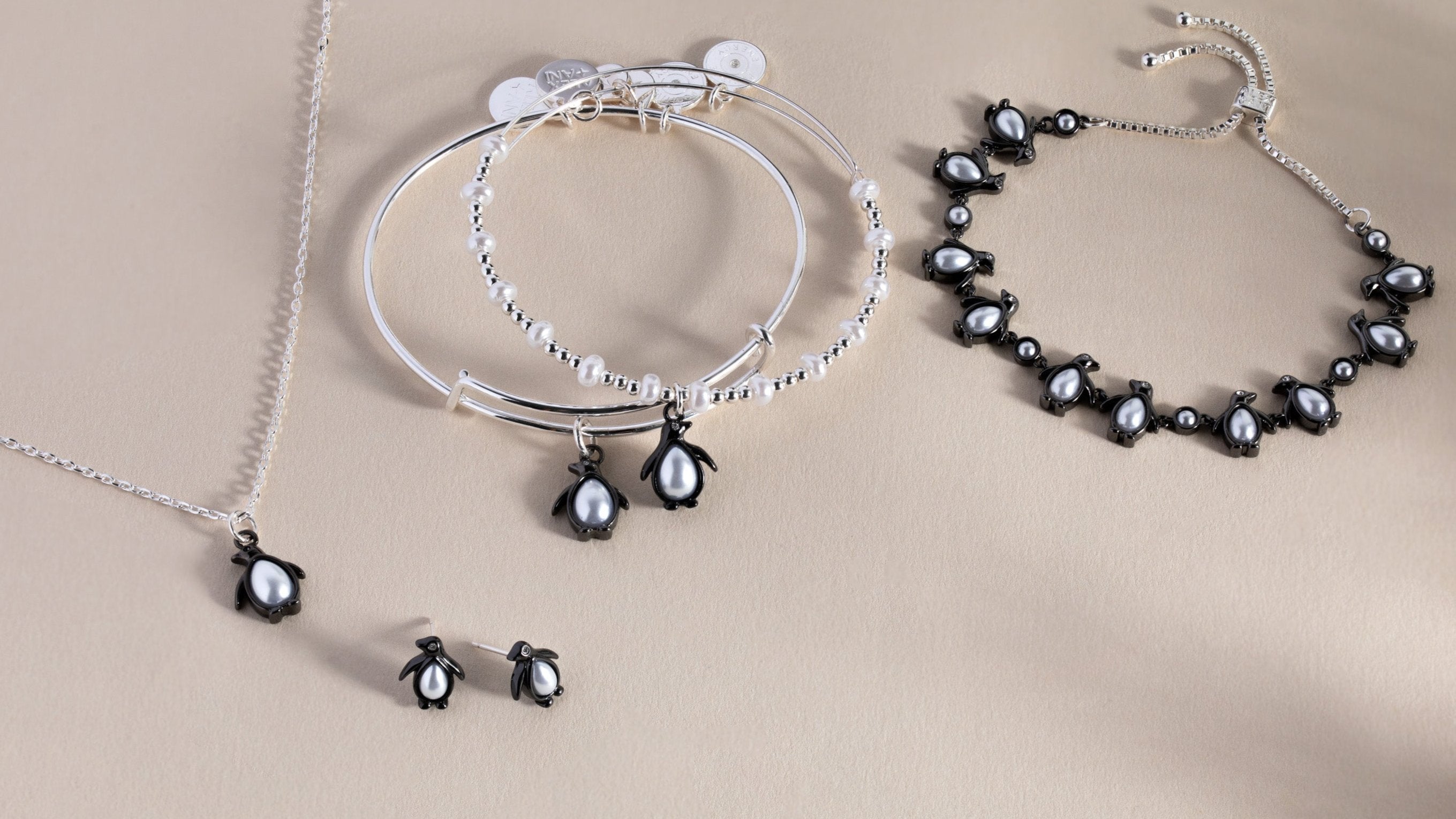 Penguin Stud Earrings Two Tone | Alex and Ani