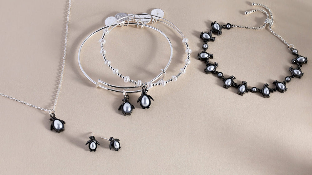Penguin Stud Earrings Two Tone | Alex and Ani