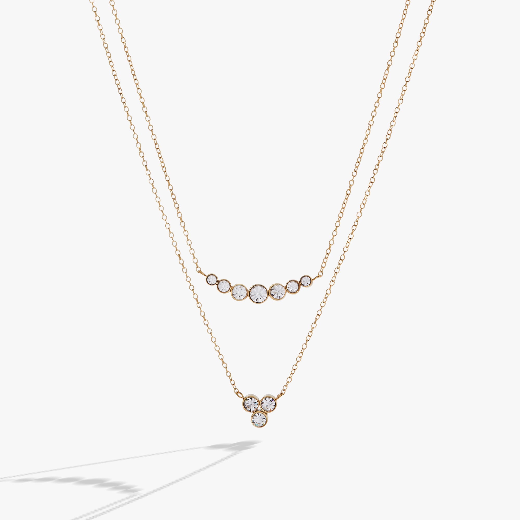 Double-Layer Crystal Necklace Stainless Steel Gold | Alex and Ani