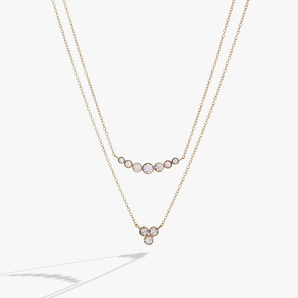 Double-Layer Crystal Necklace Stainless Steel Gold | Alex and Ani