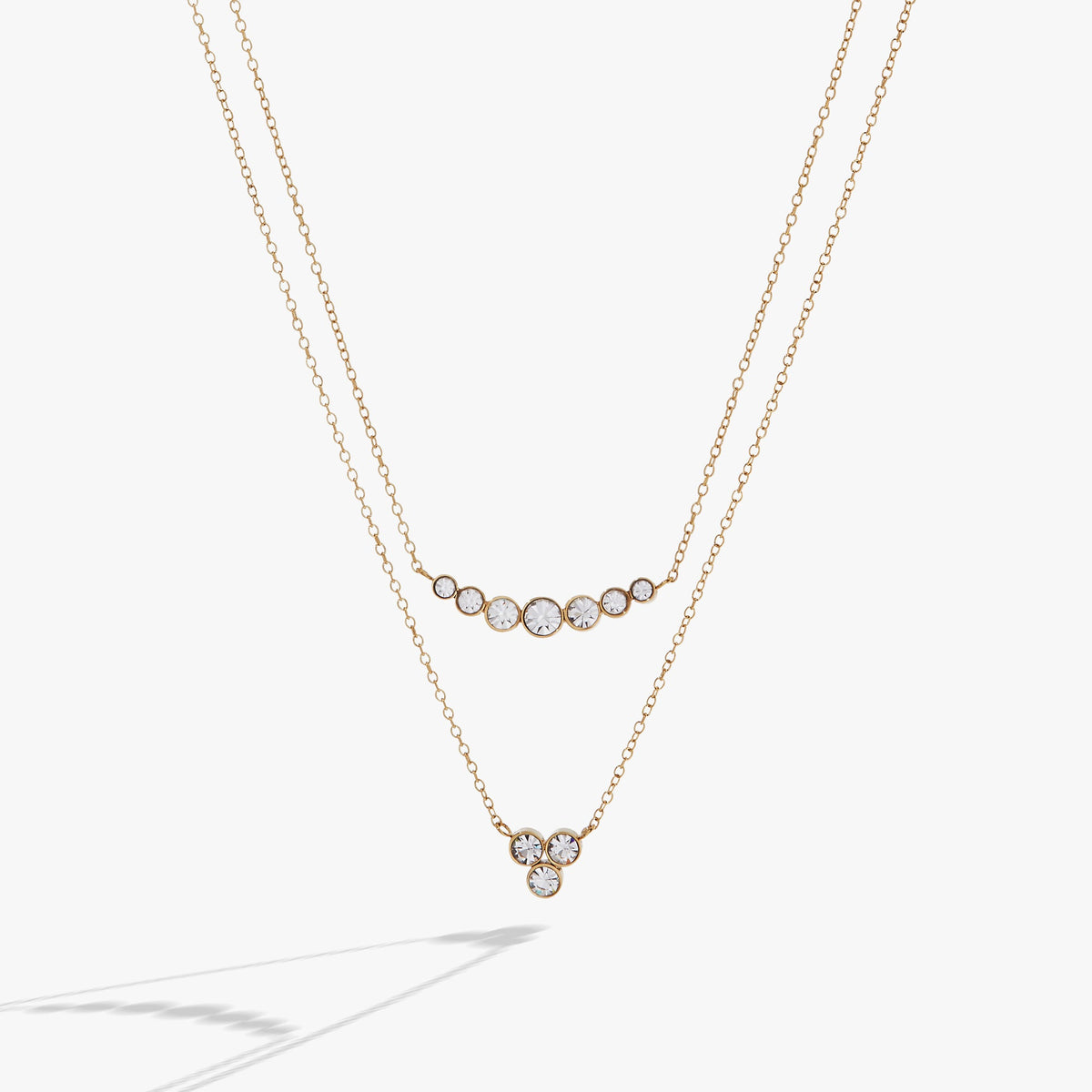 Double-Layer Crystal Necklace Stainless Steel Gold | Alex and Ani