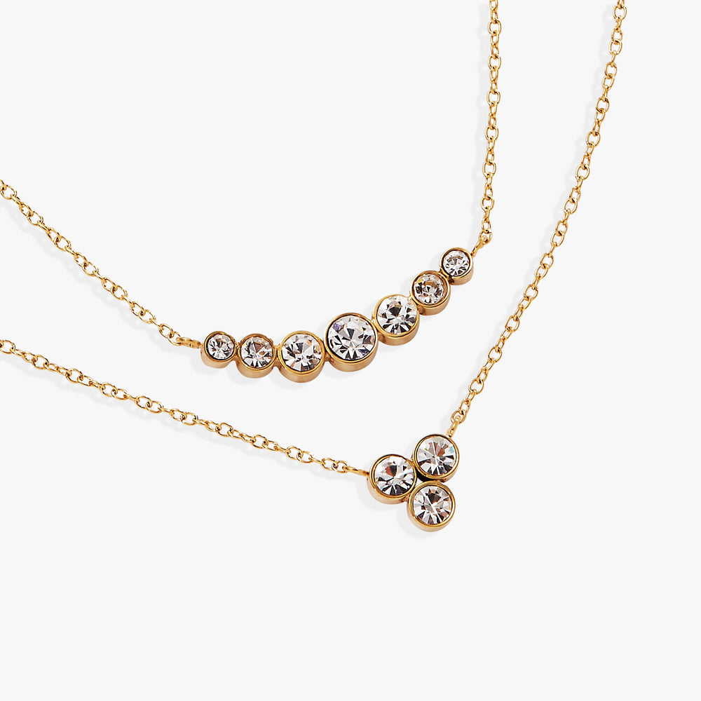 Double-Layer Crystal Necklace Stainless Steel Gold | Alex and Ani