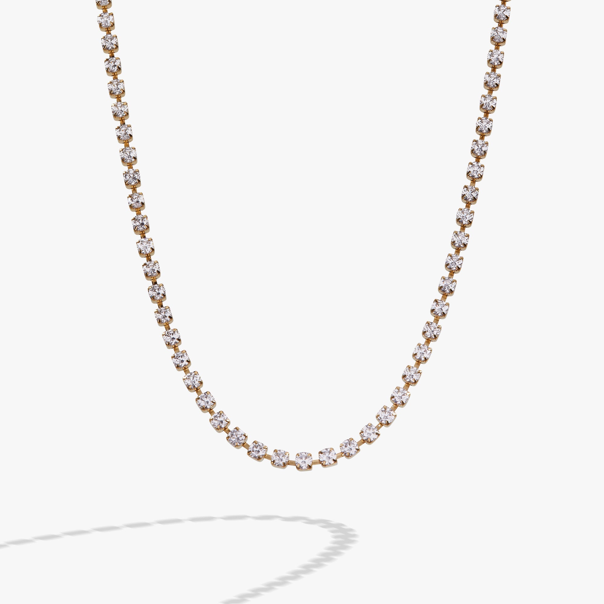 Crystal Tennis Chain Necklace Stainless Steel Silver | Alex and Ani