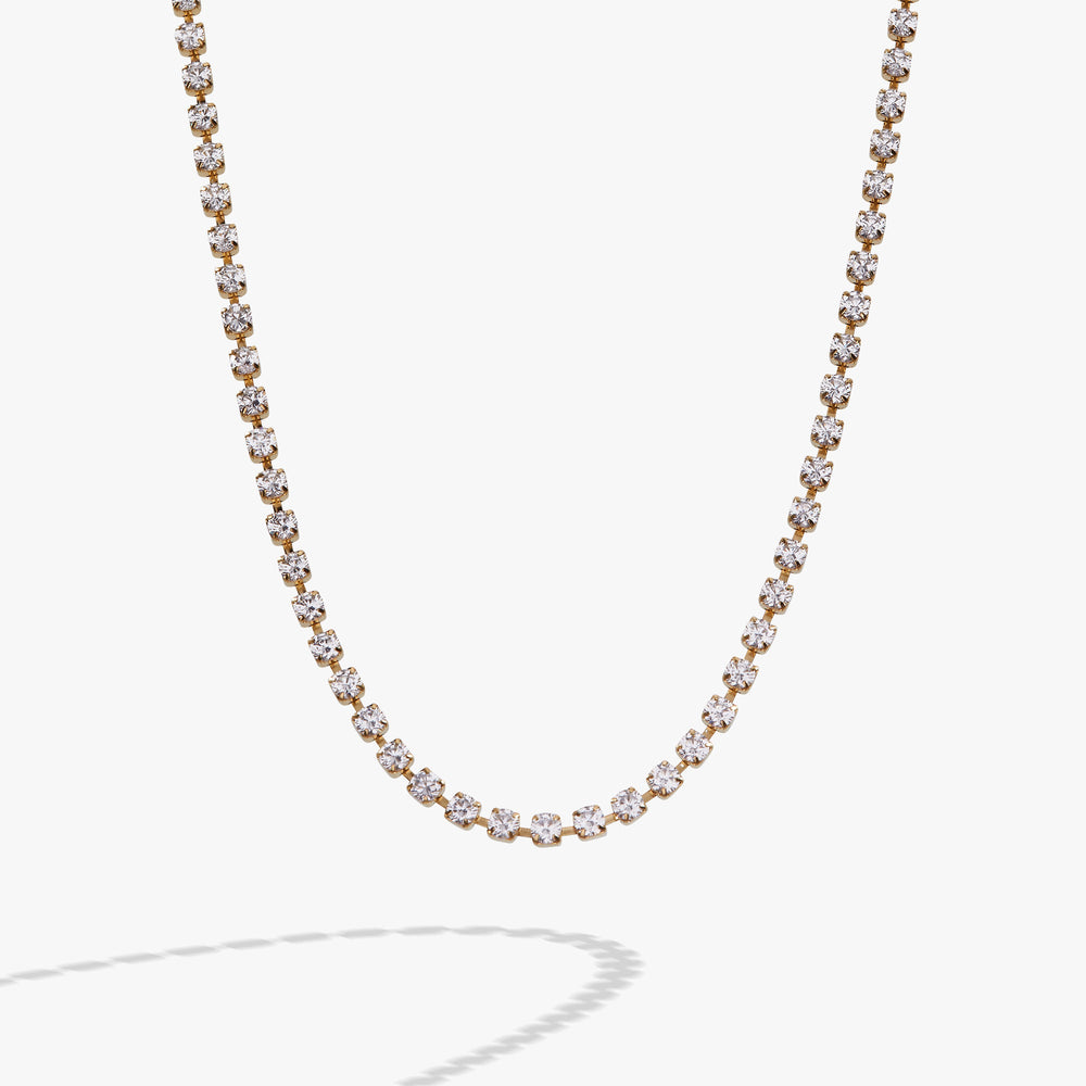 Crystal Tennis Chain Necklace Stainless Steel Silver | Alex and Ani