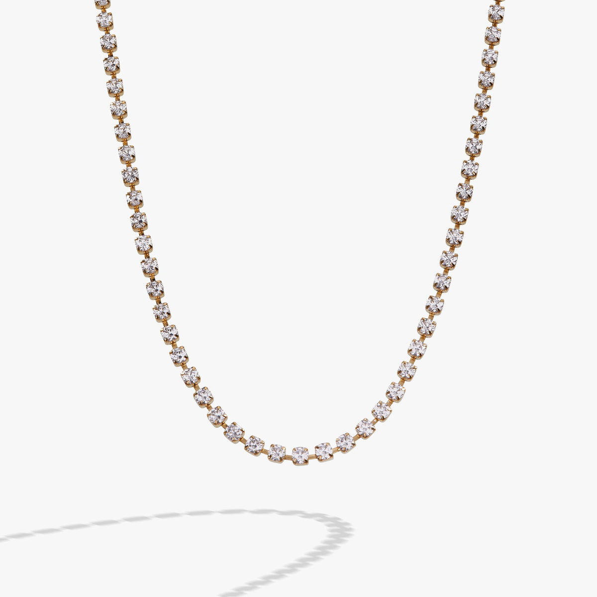 Crystal Tennis Chain Necklace Stainless Steel Silver | Alex and Ani