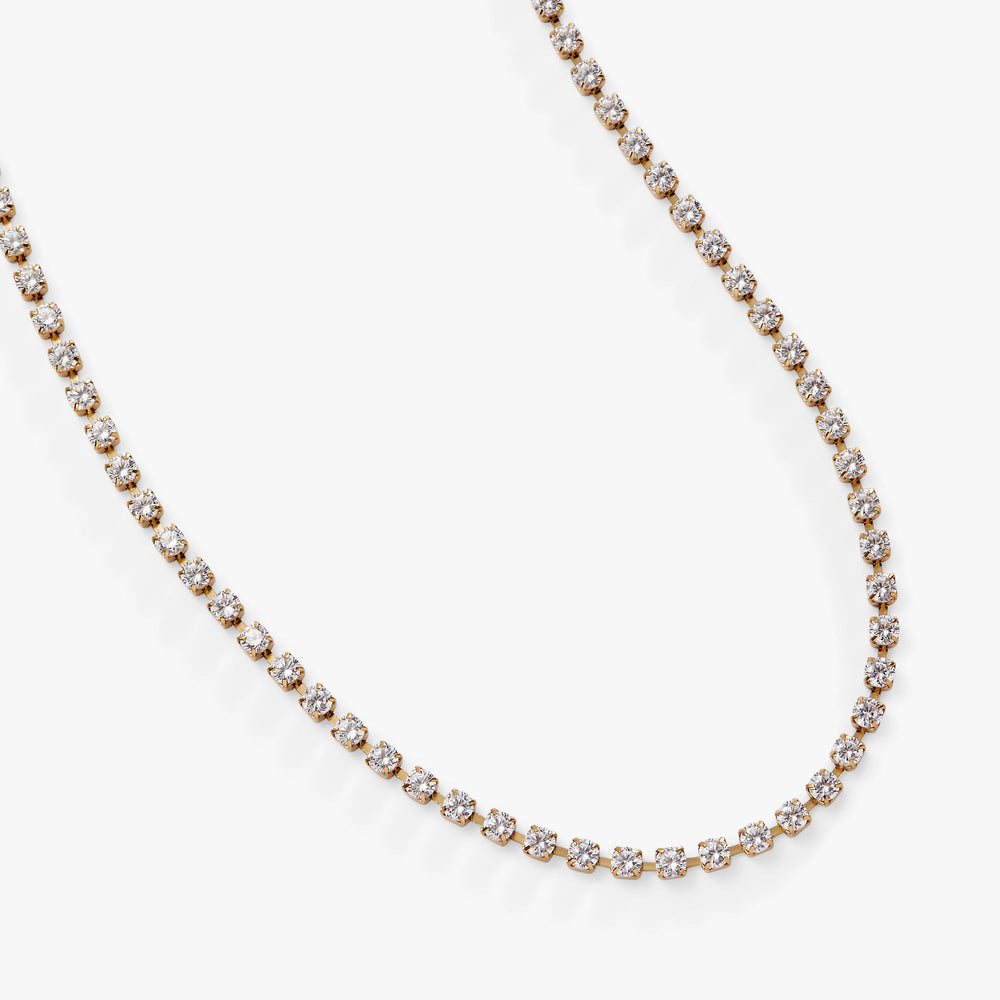 Crystal Tennis Chain Necklace Stainless Steel Silver | Alex and Ani