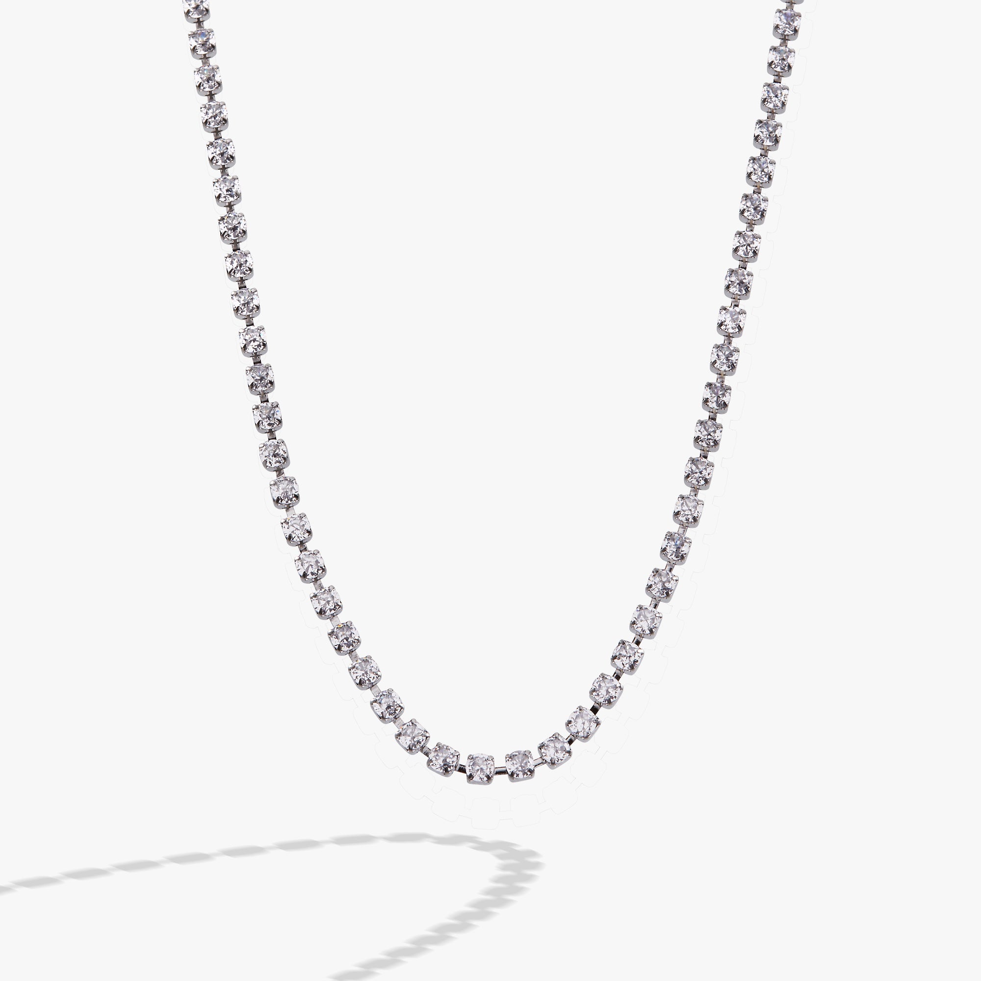 Crystal Tennis Chain Necklace Stainless Steel Silver | Alex and Ani