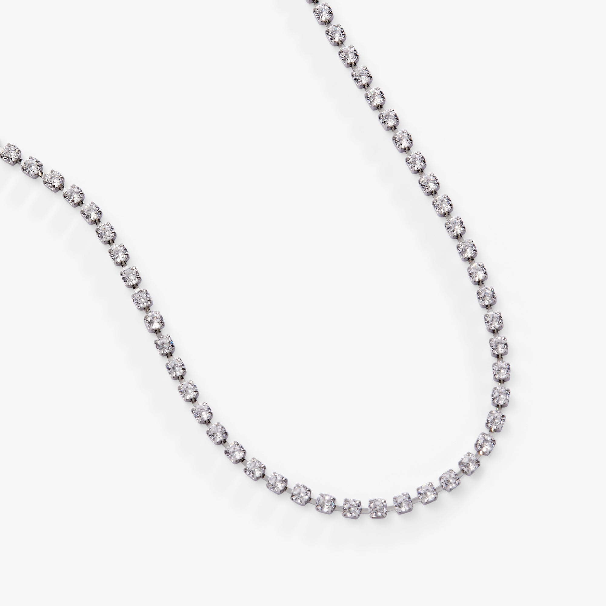 Crystal Tennis Chain Necklace Stainless Steel Silver | Alex and Ani