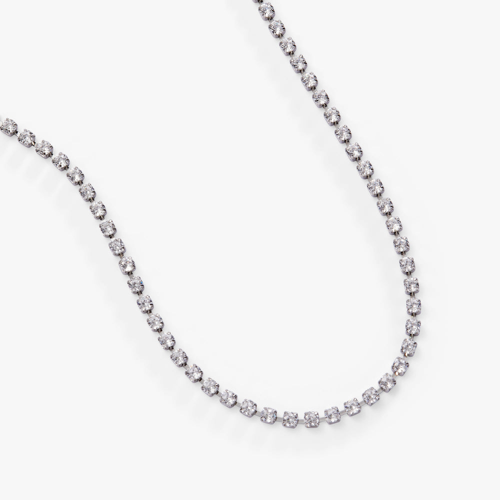 Crystal Tennis Chain Necklace Stainless Steel Silver | Alex and Ani