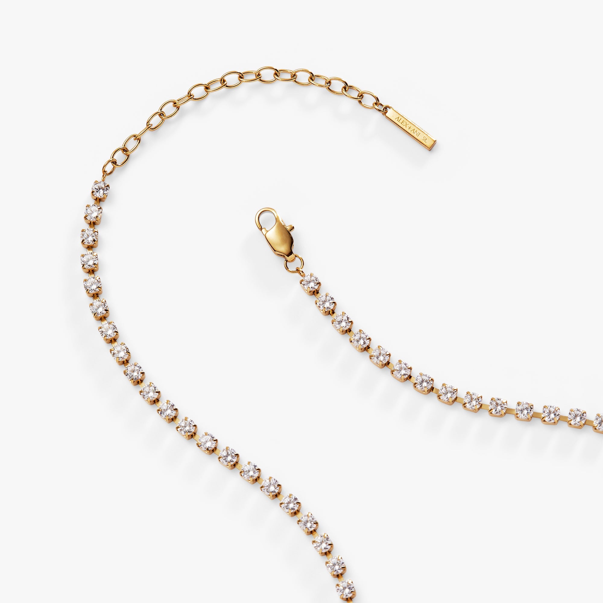 Crystal Tennis Chain Necklace Stainless Steel Silver | Alex and Ani