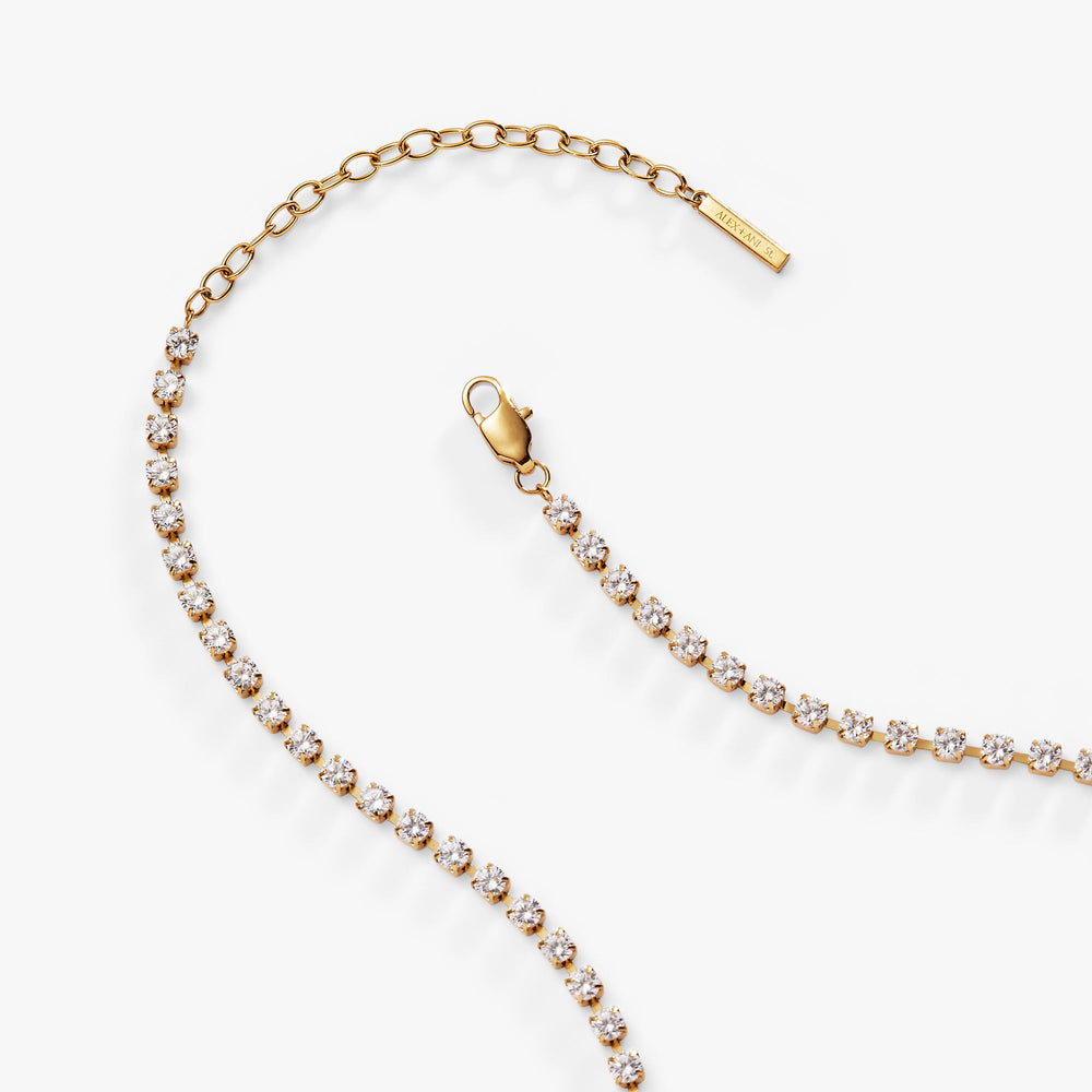 Crystal Tennis Chain Necklace Stainless Steel Silver | Alex and Ani