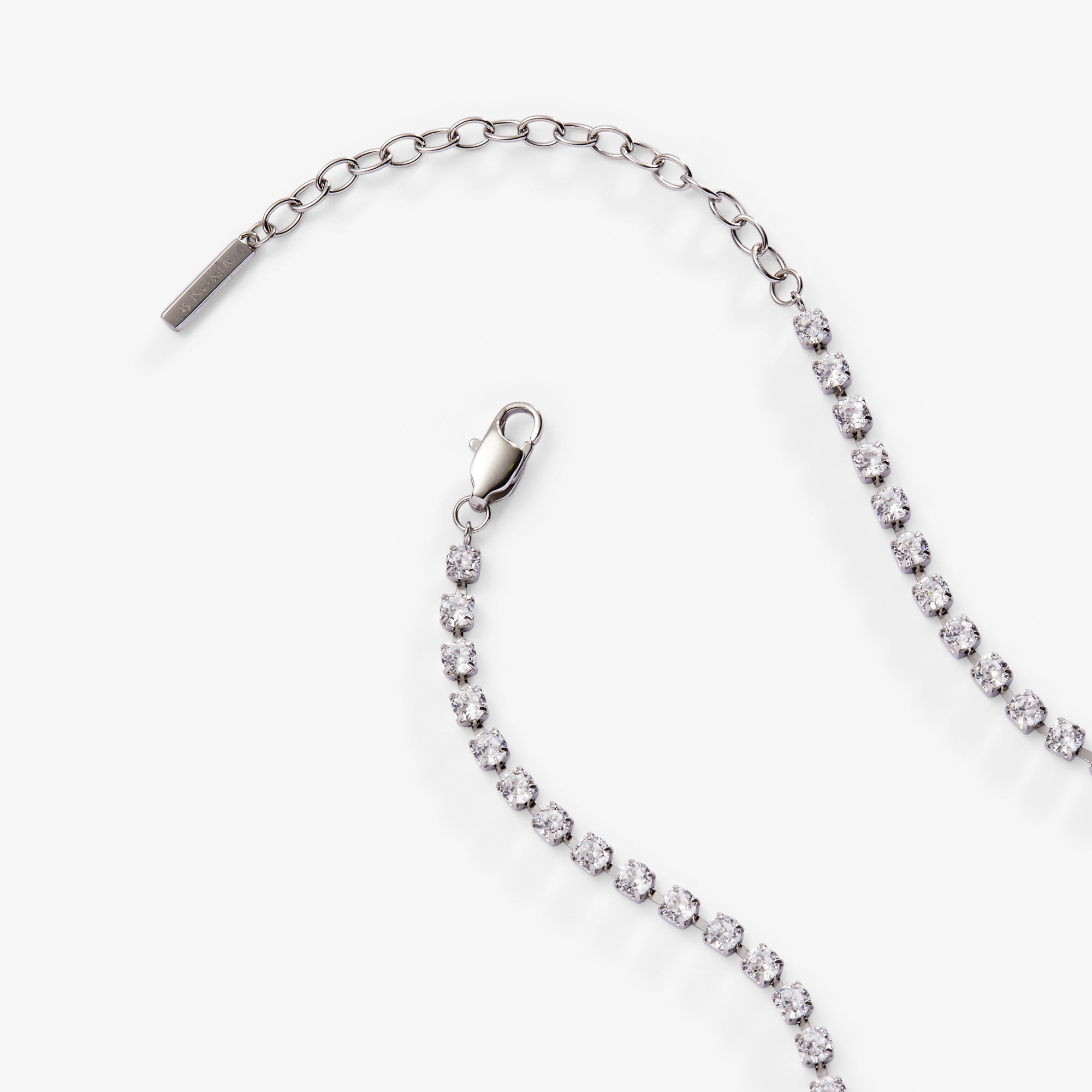 Crystal Tennis Chain Necklace Stainless Steel Silver | Alex and Ani
