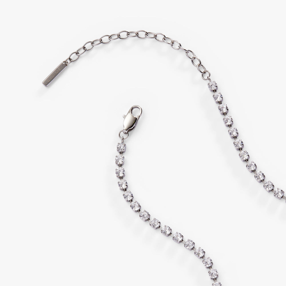 Crystal Tennis Chain Necklace Stainless Steel Silver | Alex and Ani