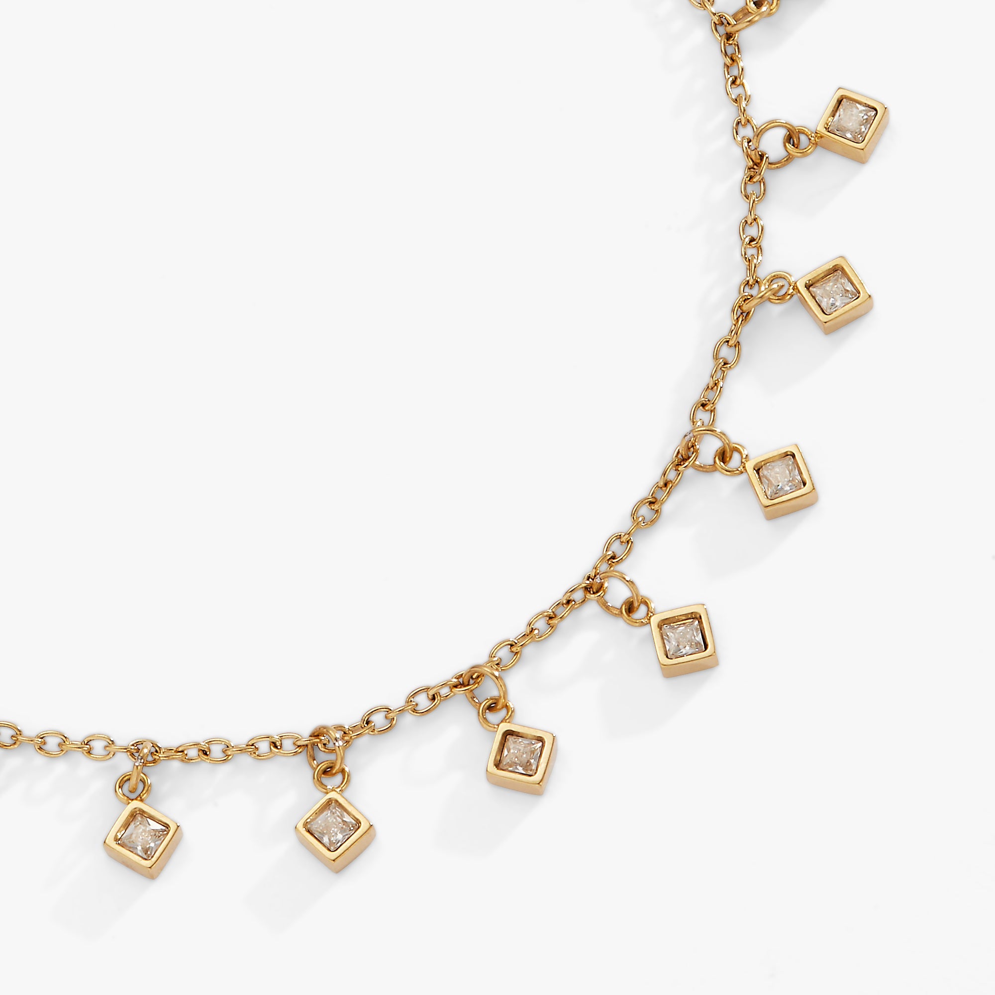 Princess Cut Adjustable Bracelet Stainless Steel Gold | Alex and Ani