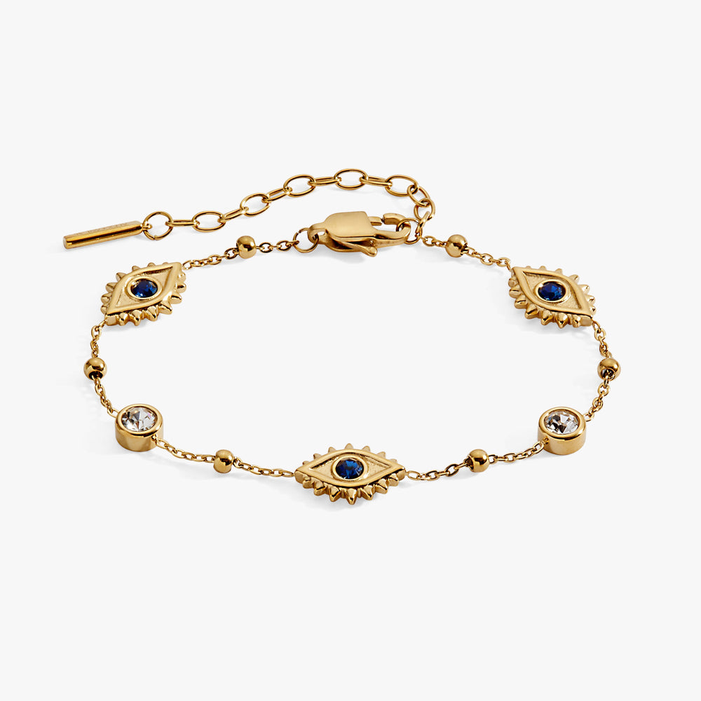 Evil Eye Satellite Chain Inline Bracelet Stainless Steel Silver | Alex and Ani