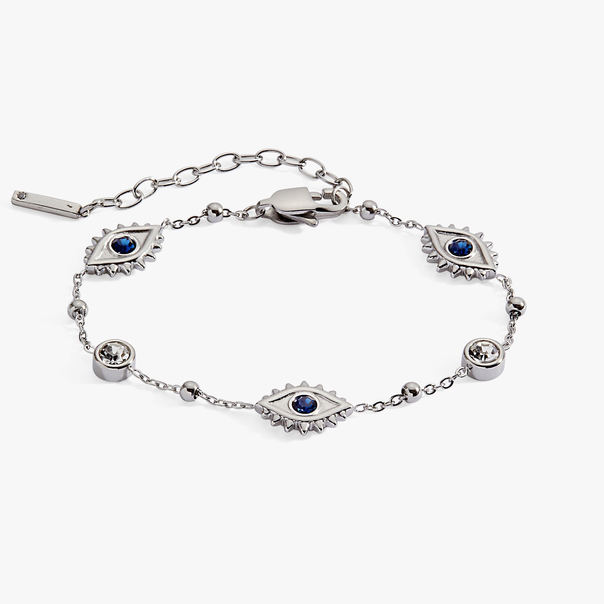 Evil Eye Satellite Chain Inline Bracelet Stainless Steel Silver | Alex and Ani