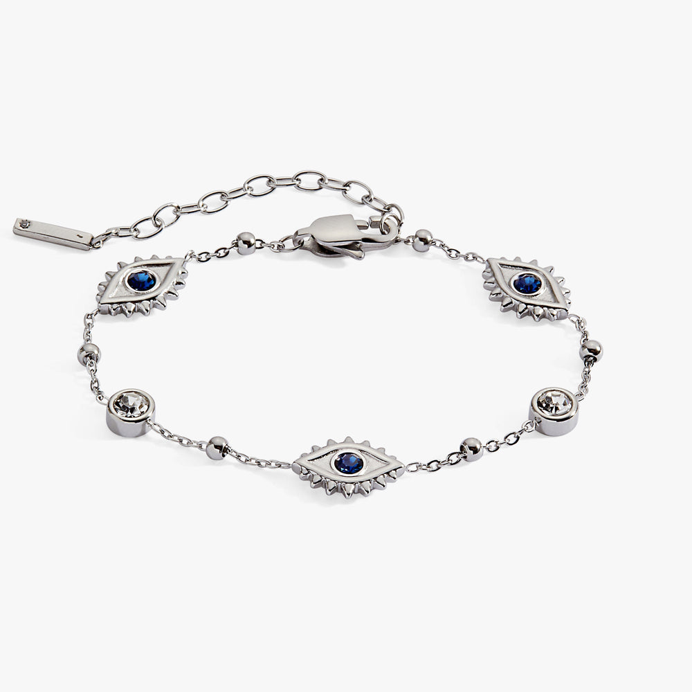 Evil Eye Satellite Chain Inline Bracelet Stainless Steel Silver | Alex and Ani