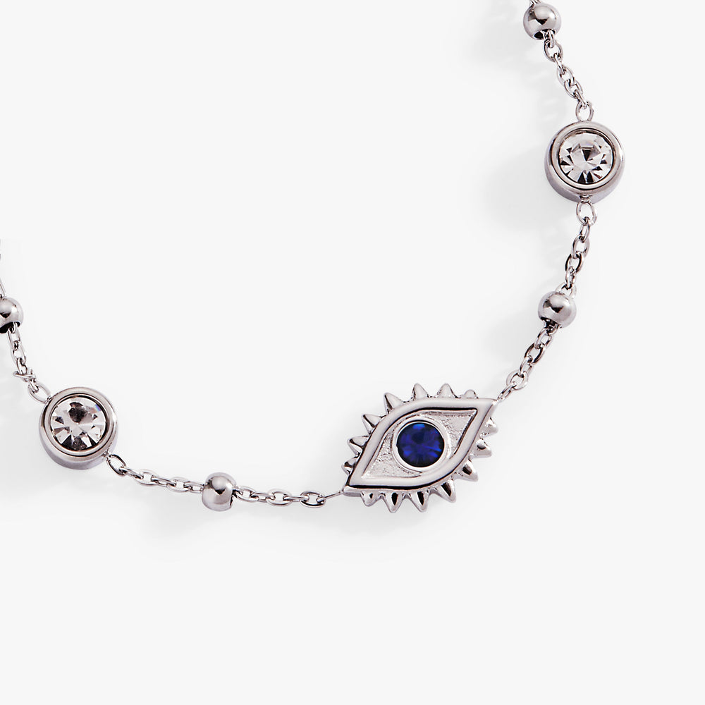 Evil Eye Satellite Chain Inline Bracelet Stainless Steel Silver | Alex and Ani