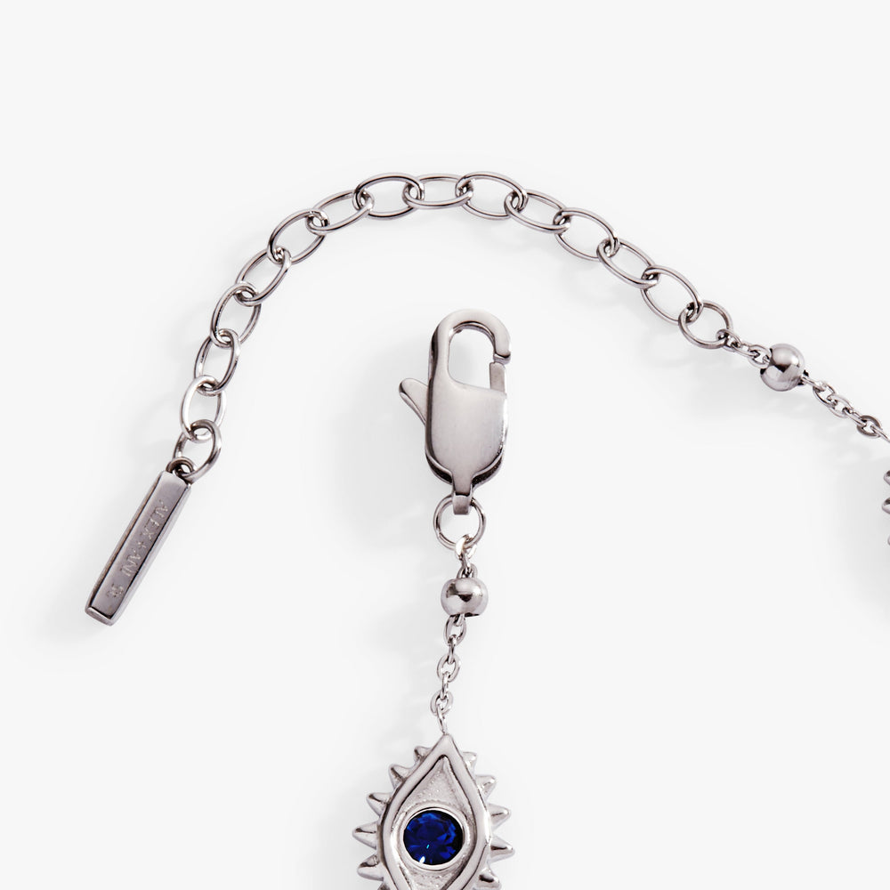 Evil Eye Satellite Chain Inline Bracelet Stainless Steel Silver | Alex and Ani