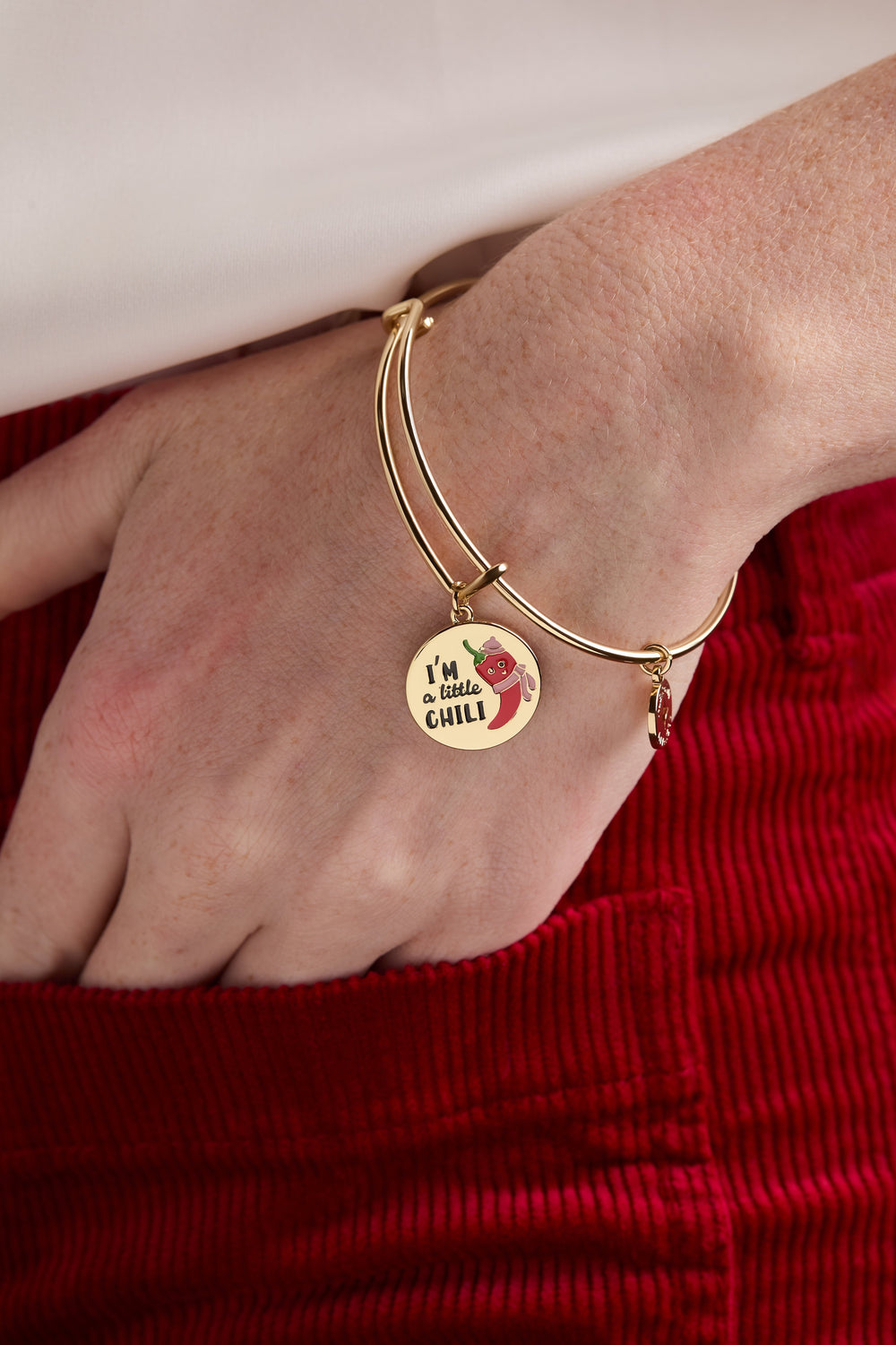 ‘I’m a Little Chili’ Charm Bangle Gold | Alex and Ani