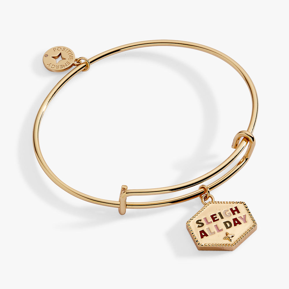 ‘Sleigh All Day’ Charm Bangle Gold | Alex and Ani
