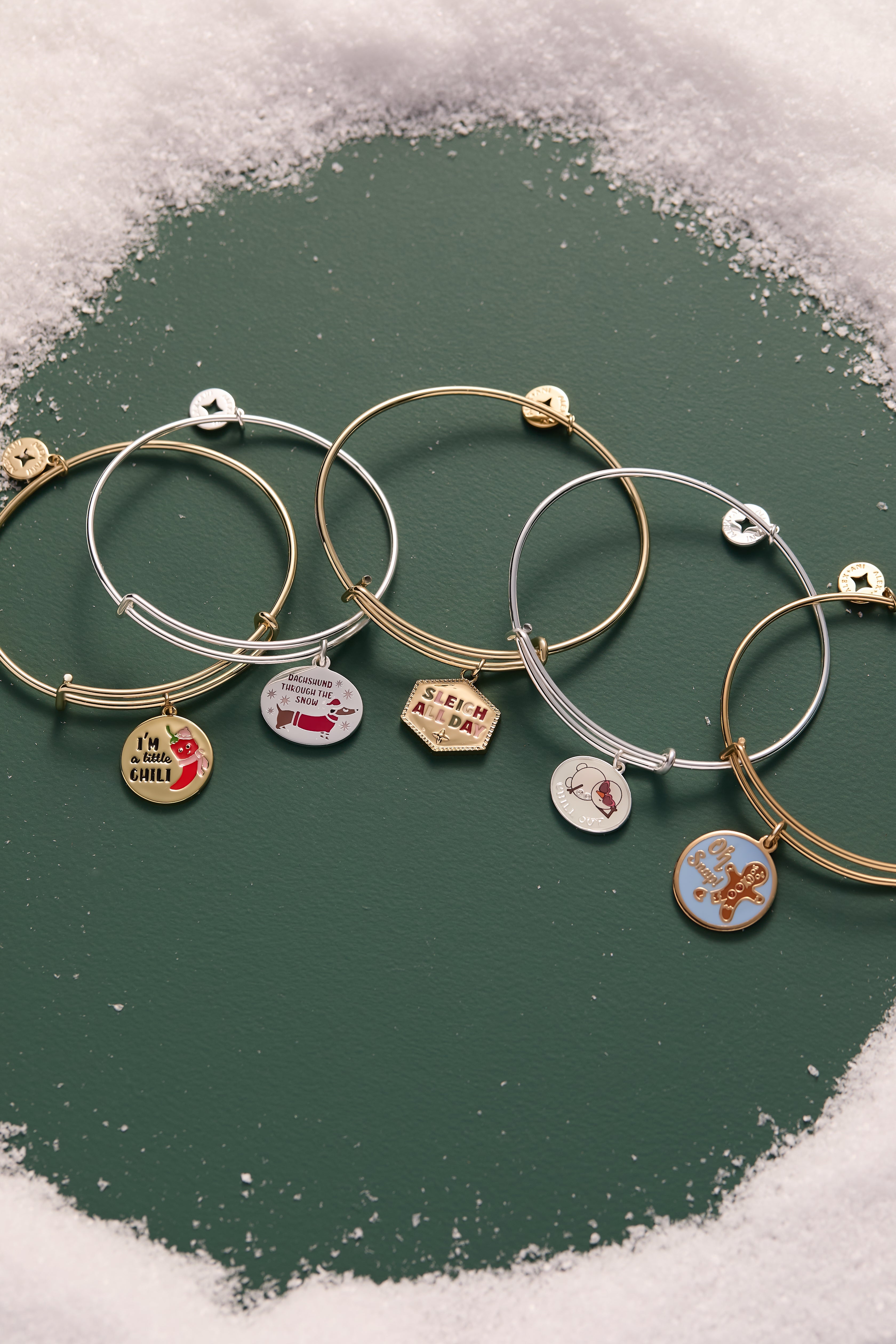 ‘Sleigh All Day’ Charm Bangle Gold | Alex and Ani