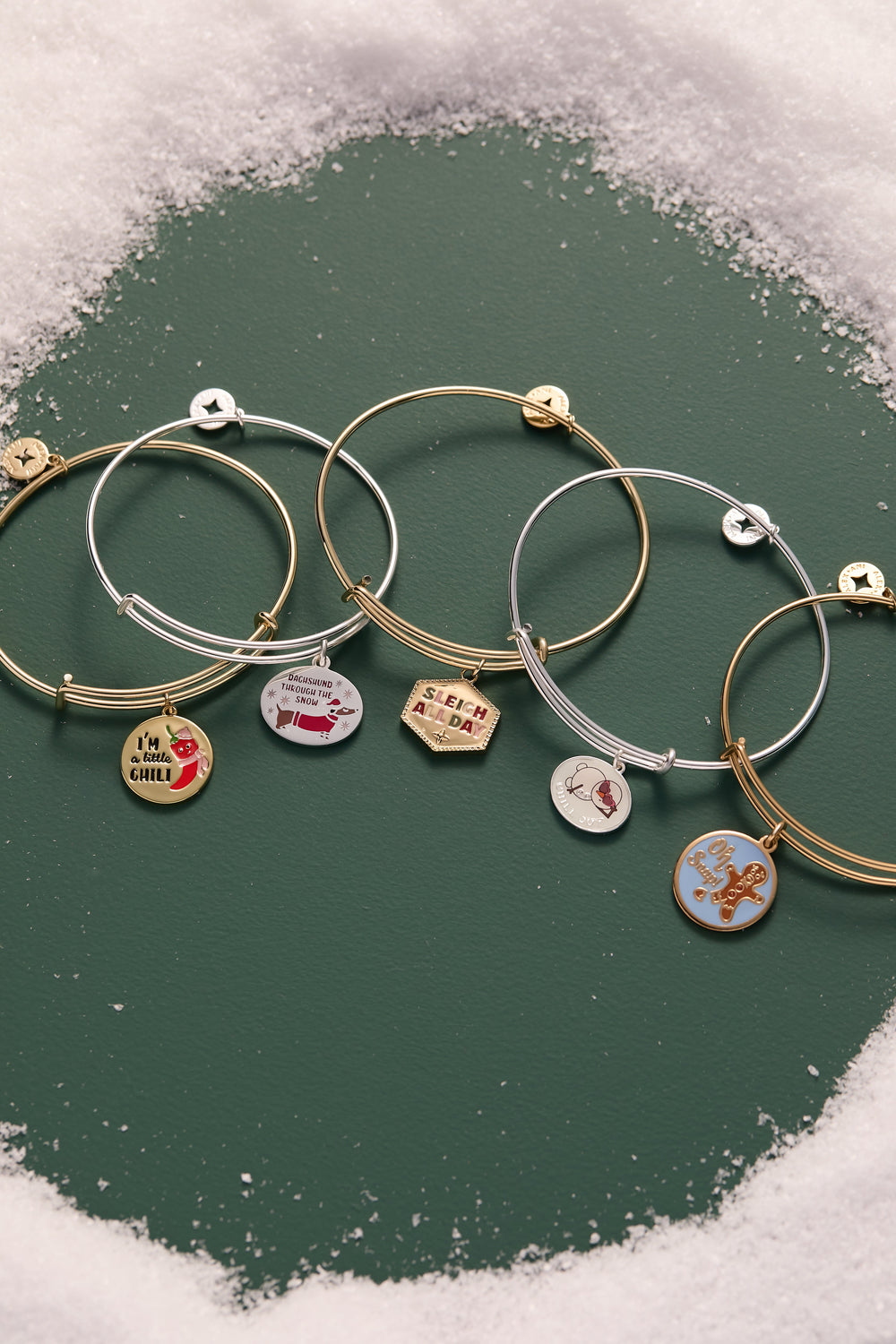 ‘Sleigh All Day’ Charm Bangle Gold | Alex and Ani