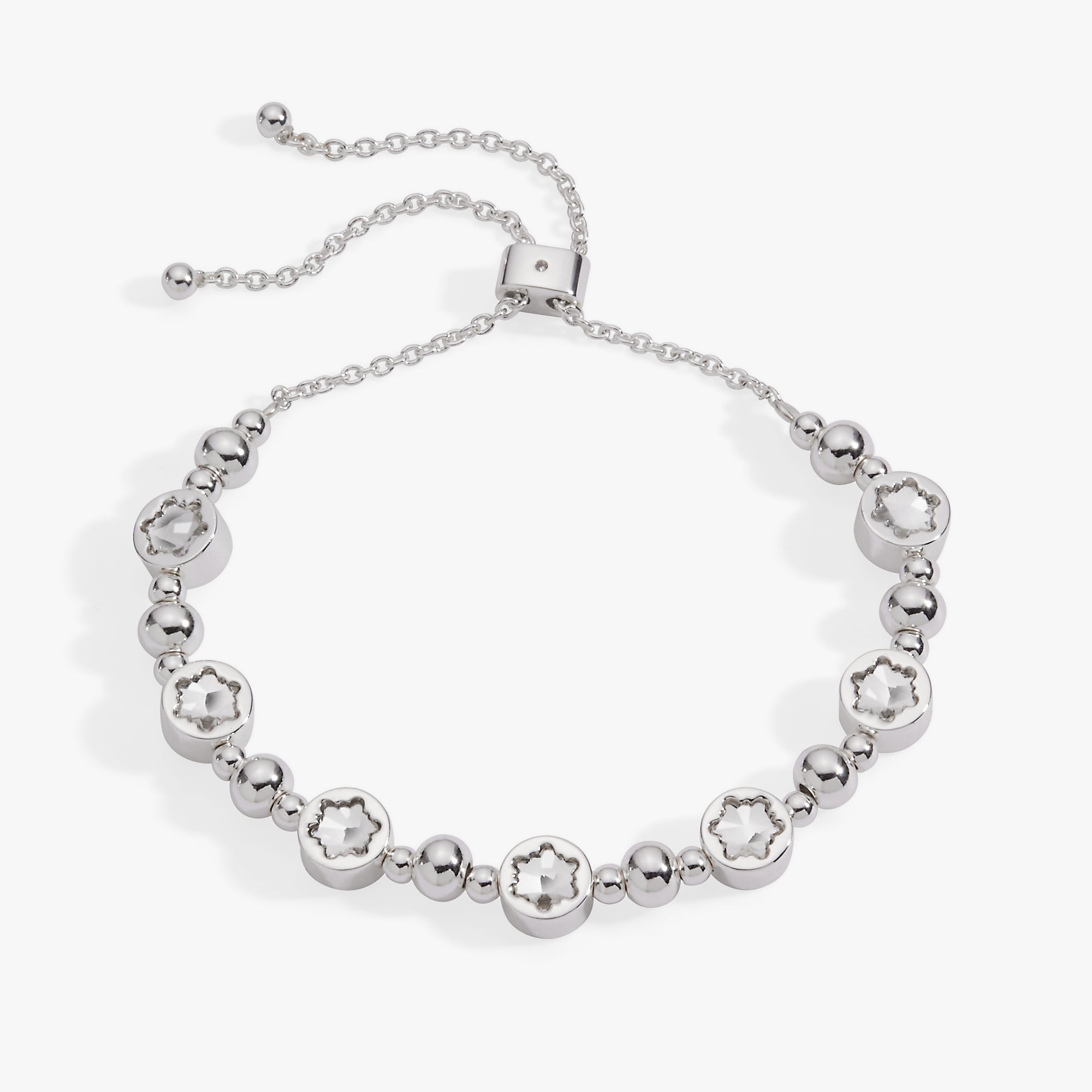 Snowflake Crystal Beaded Bolo Bracelet Silver | Alex and Ani