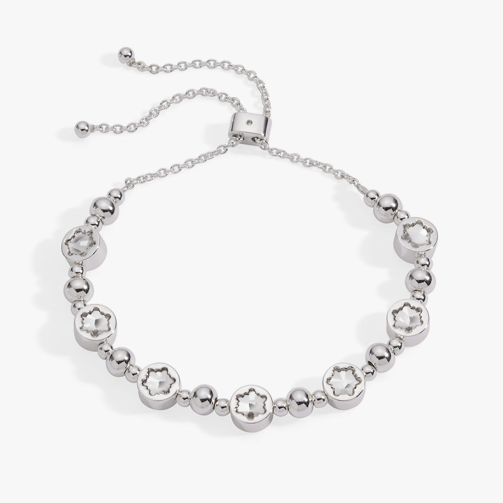 Snowflake Crystal Beaded Bolo Bracelet Silver | Alex and Ani