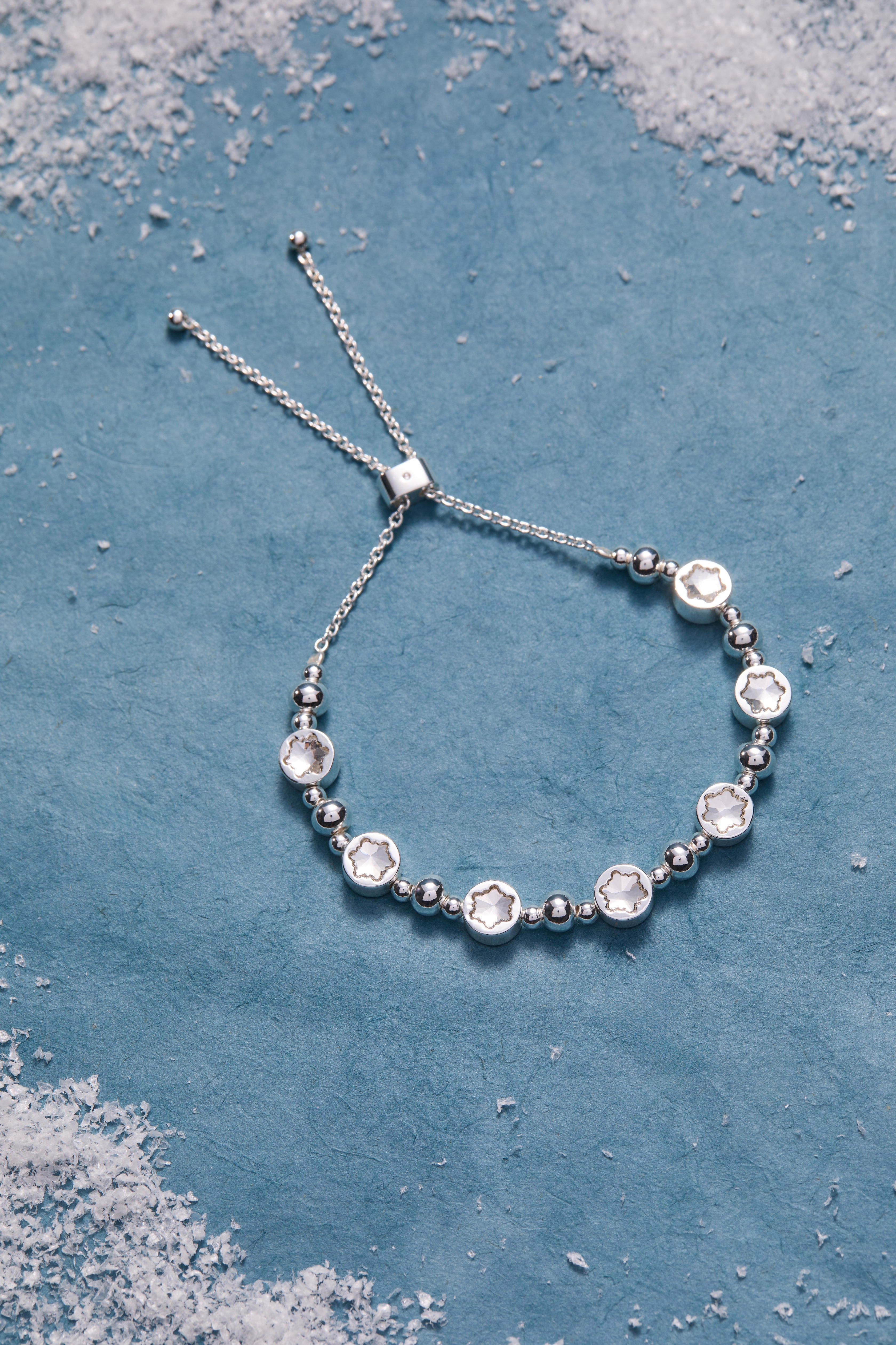 Snowflake Crystal Beaded Bolo Bracelet Silver | Alex and Ani