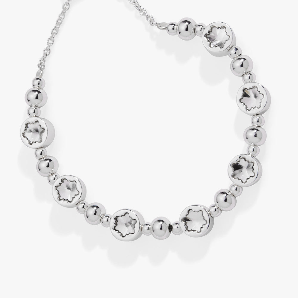 Snowflake Crystal Beaded Bolo Bracelet Silver | Alex and Ani