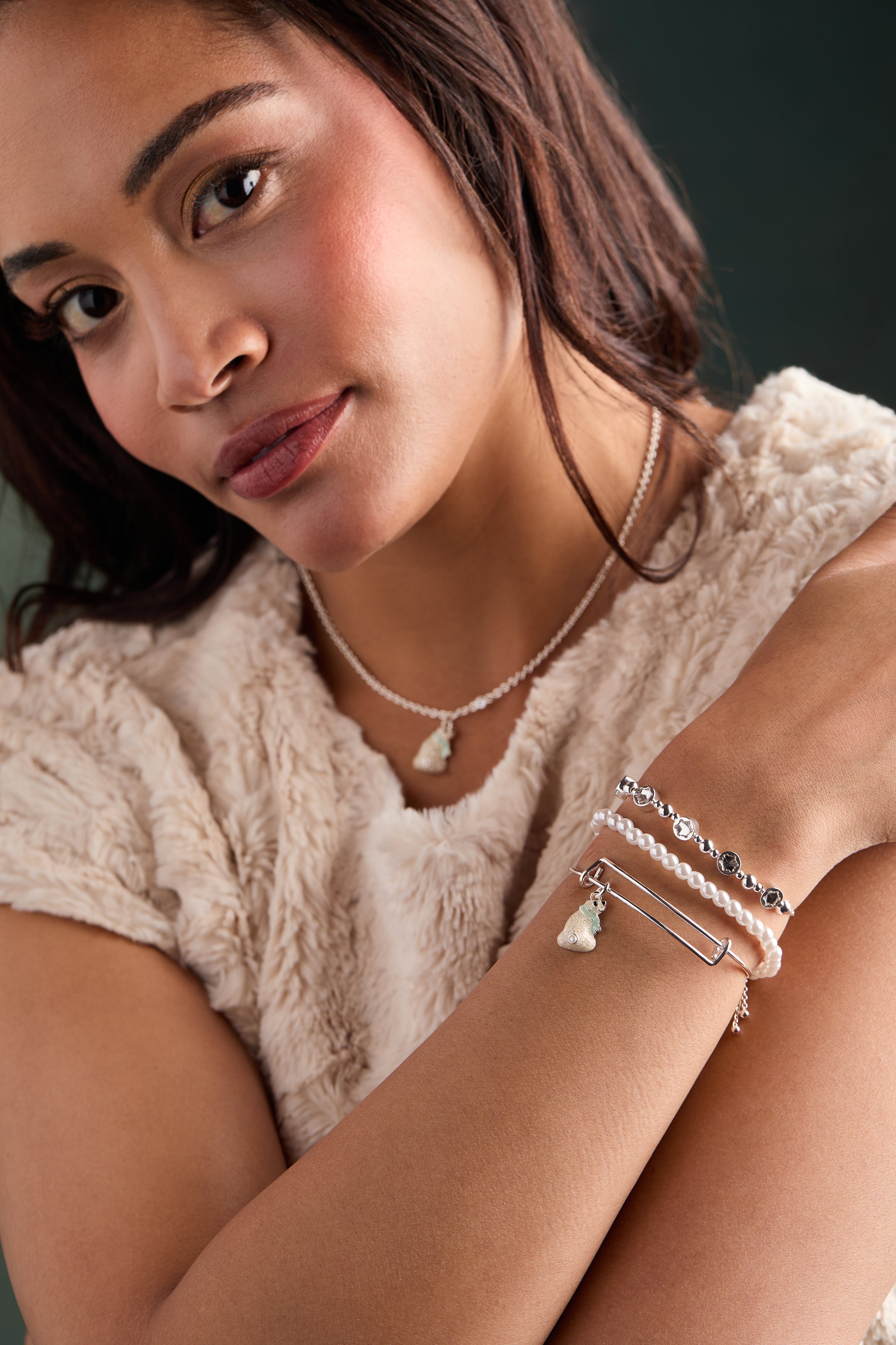 Snowflake Crystal Beaded Bolo Bracelet Silver | Alex and Ani