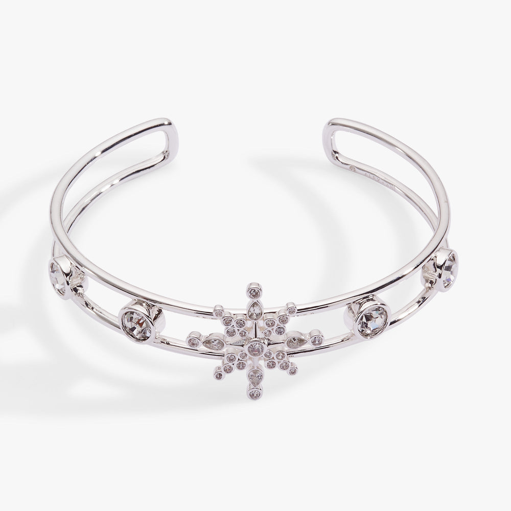 Crystal Snowflake Cuff Bracelet Silver | Alex and Ani