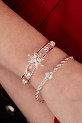 Crystal Snowflake Cuff Bracelet Silver | Alex and Ani