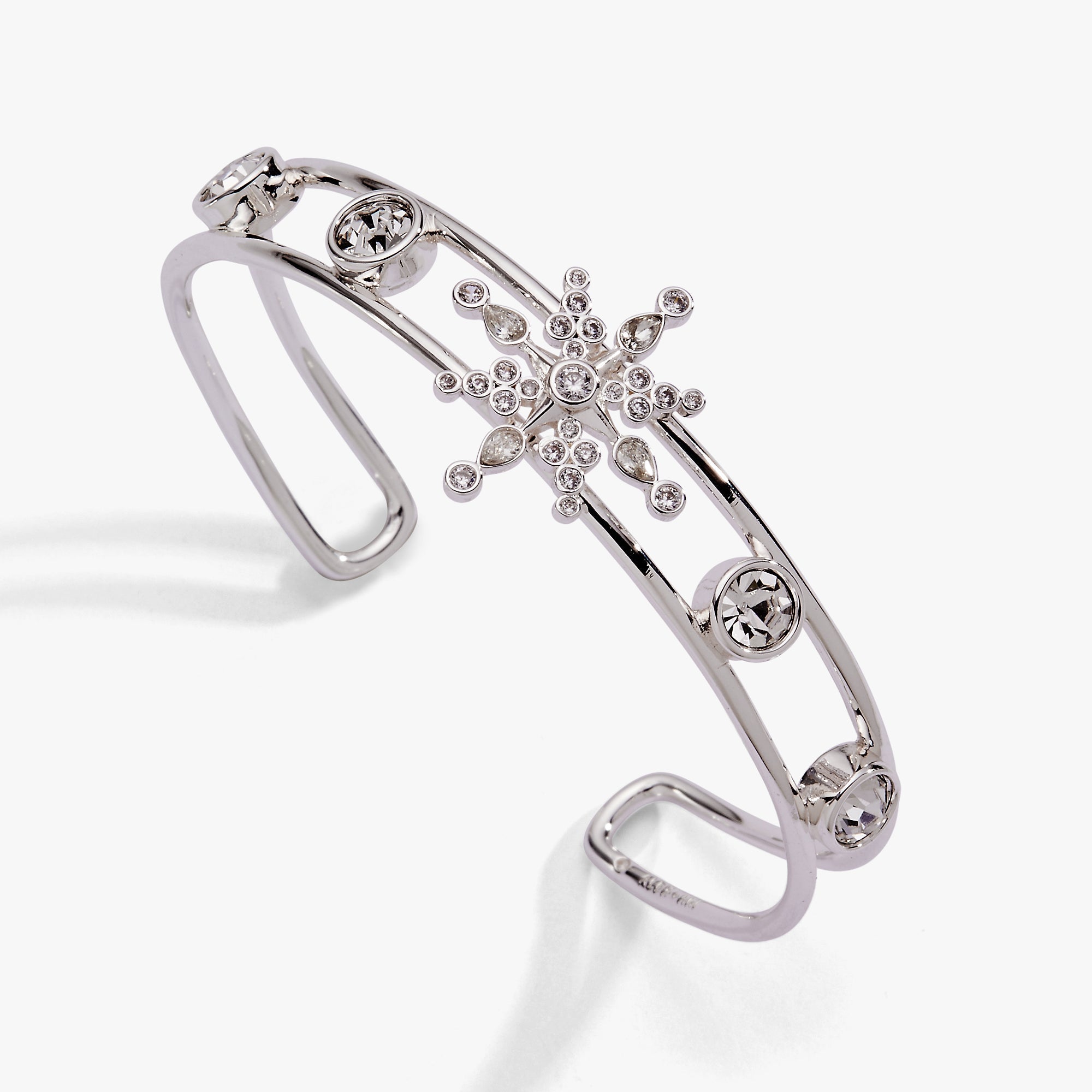 Crystal Snowflake Cuff Bracelet Silver | Alex and Ani