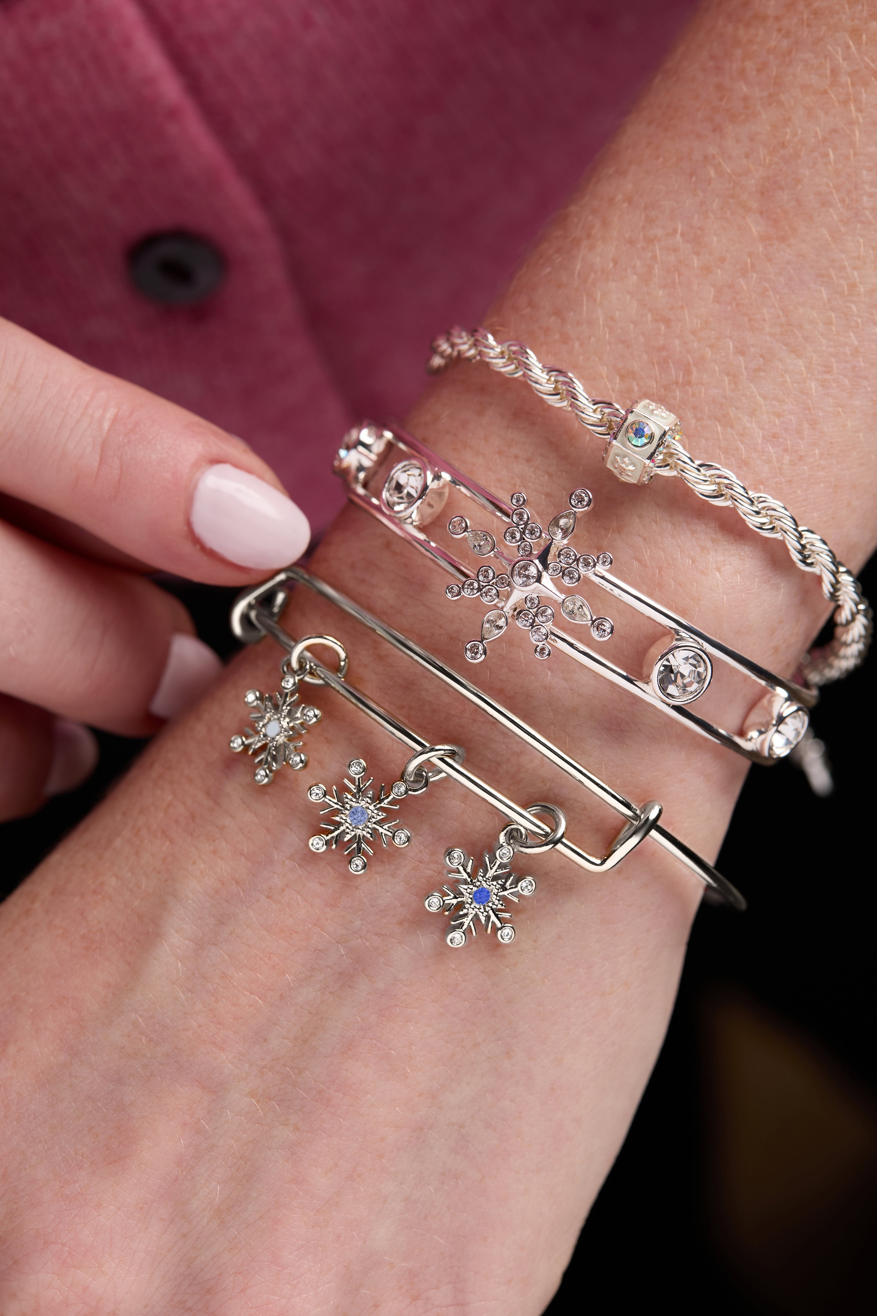 Crystal Snowflake Cuff Bracelet Silver | Alex and Ani