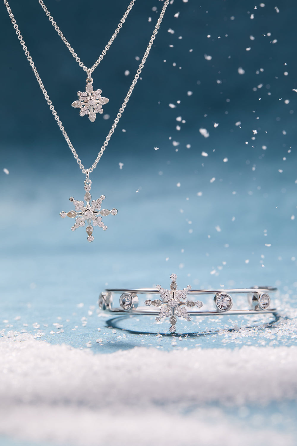 Crystal Snowflake Cuff Bracelet Silver | Alex and Ani