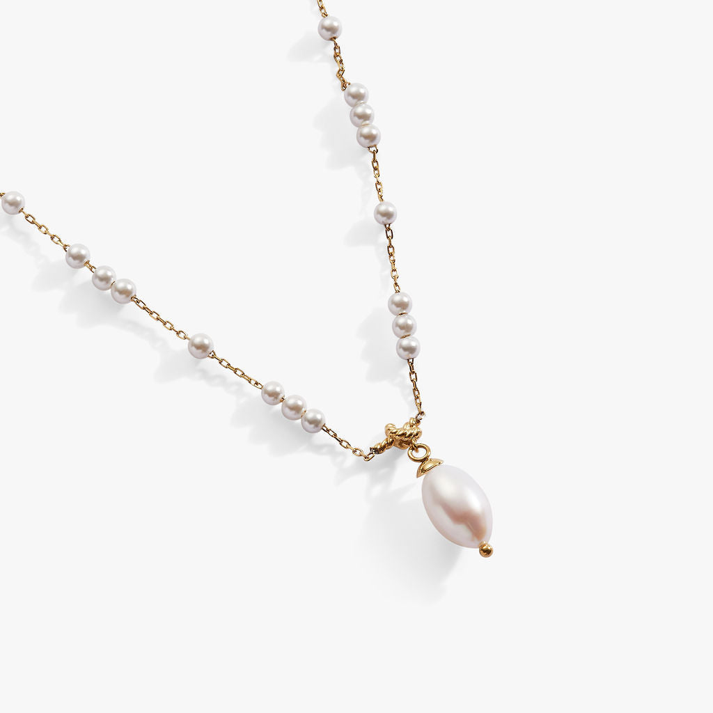 Mother of Pearl Beaded Necklace Stainless Steel Gold | Alex and Ani