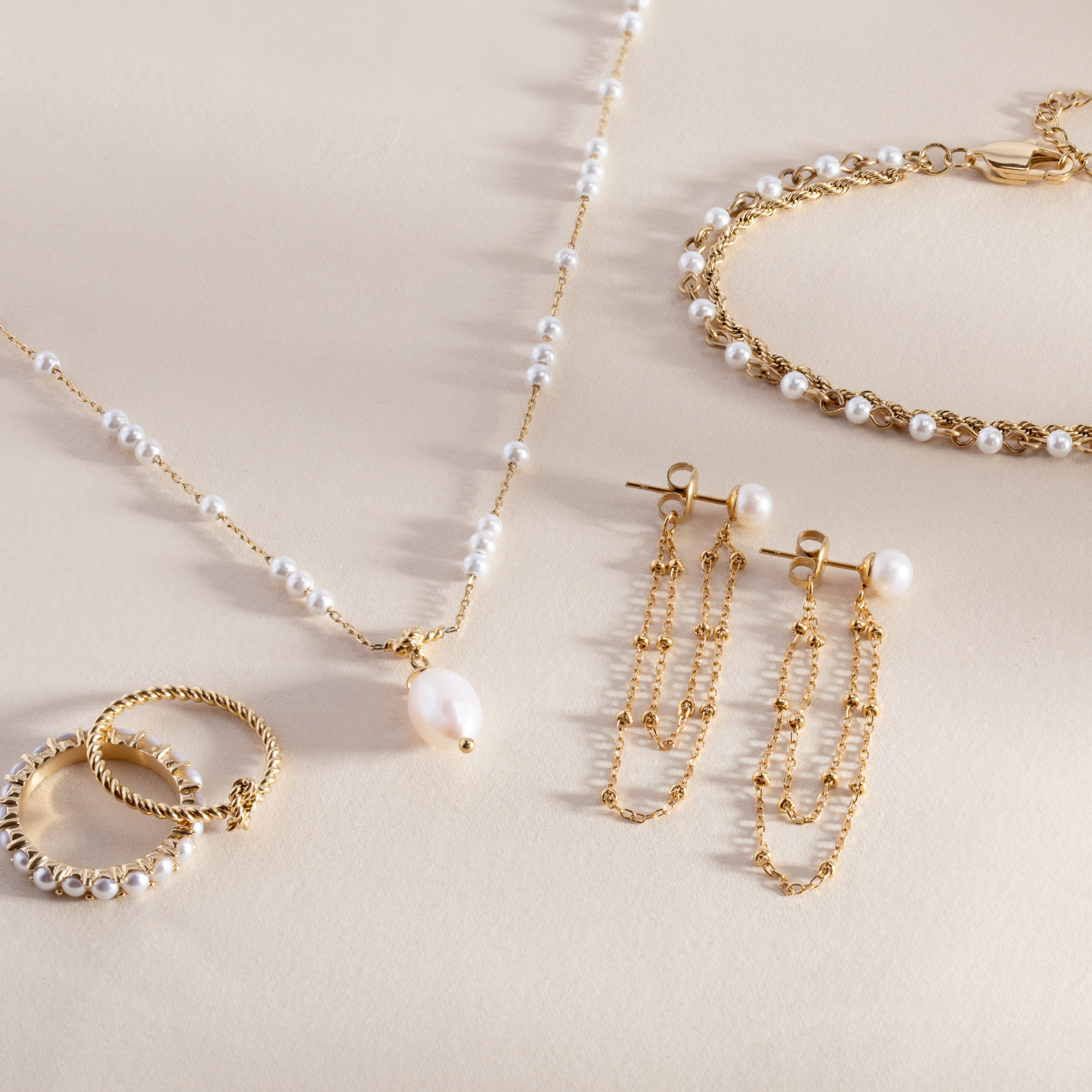 Mother of Pearl Beaded Necklace Stainless Steel Gold | Alex and Ani