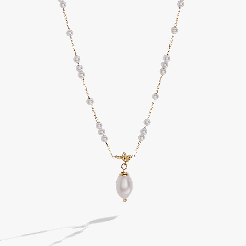 Mother of Pearl Beaded Necklace Stainless Steel Gold | Alex and Ani