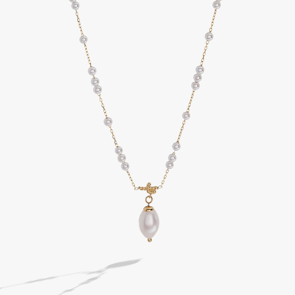 Mother of Pearl Beaded Necklace Stainless Steel Gold | Alex and Ani