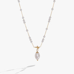 Mother of Pearl Beaded Necklace Stainless Steel Gold | Alex and Ani