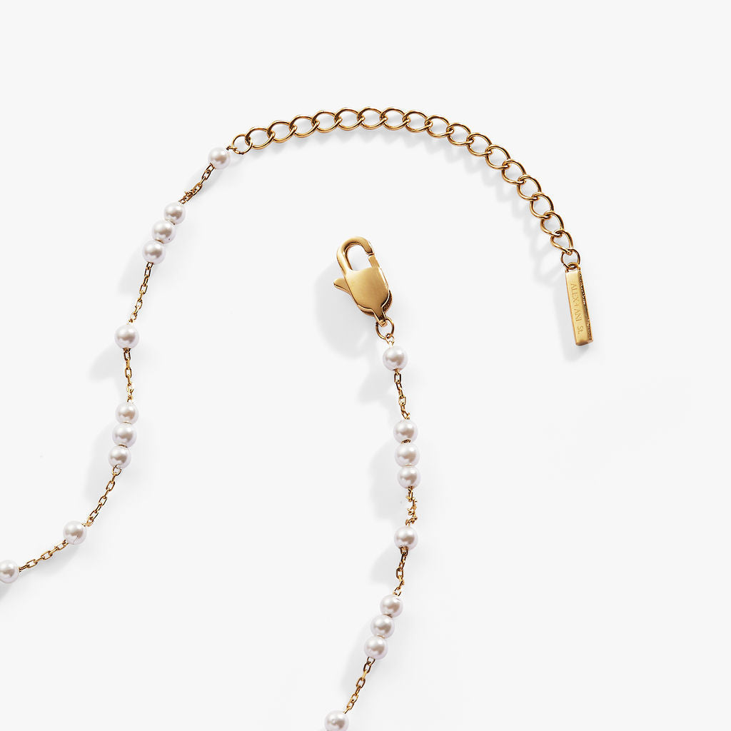 Mother of Pearl Beaded Necklace Stainless Steel Gold | Alex and Ani