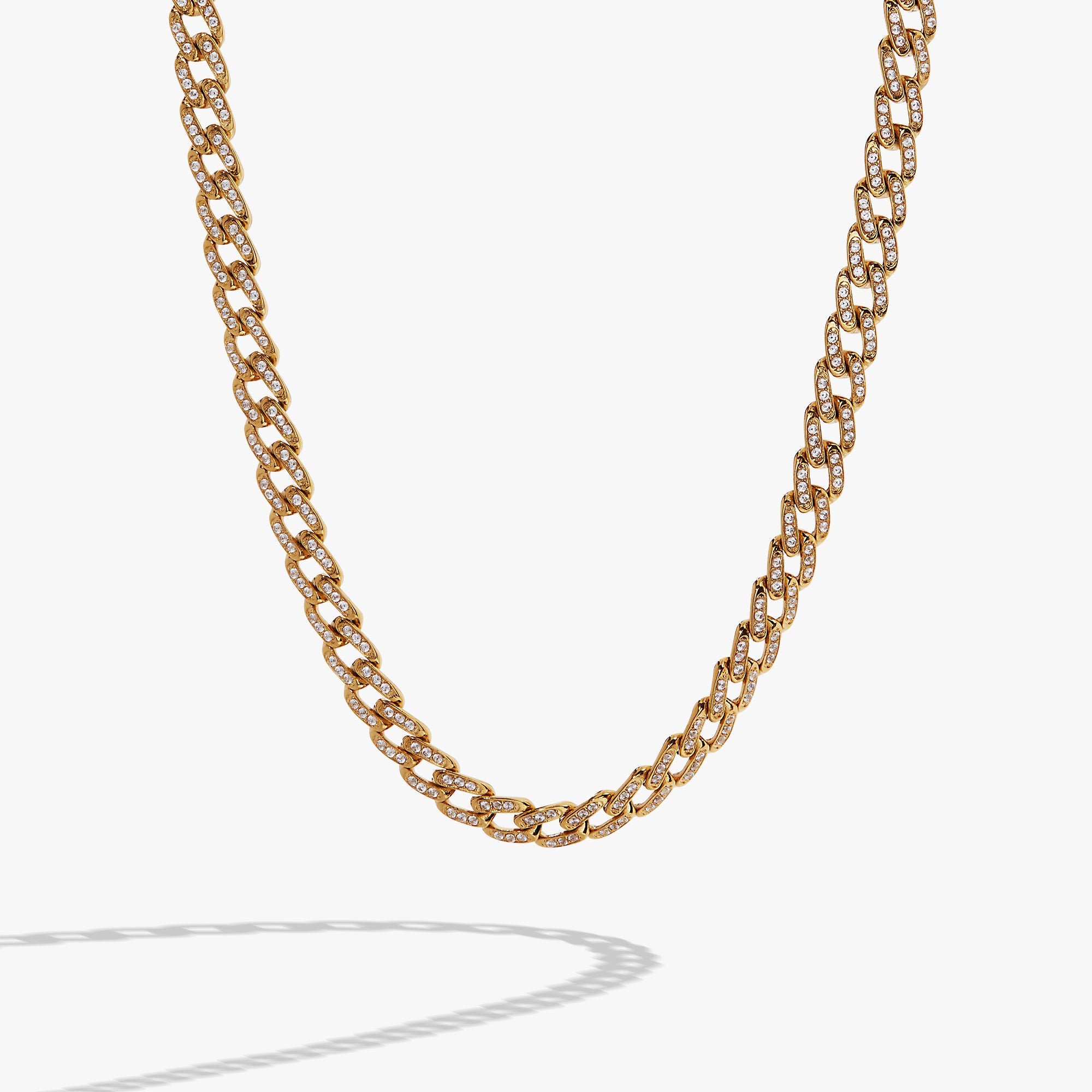 Crystal Pave Curb Chain Necklace Stainless Steel Gold | Alex and Ani