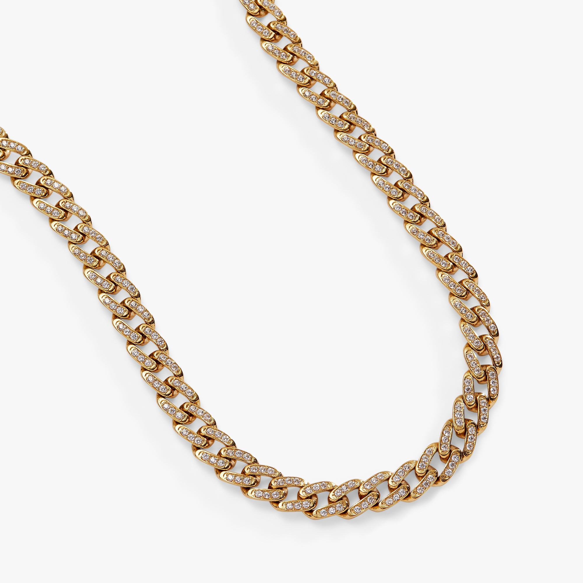 Crystal Pave Curb Chain Necklace Stainless Steel Gold | Alex and Ani