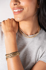 Crystal Pave Curb Chain Necklace Stainless Steel Gold | Alex and Ani